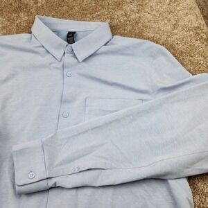 Lululemon Men Long Sleeve Button Down Shirt Light Blue XL Stretch Commuter Pique